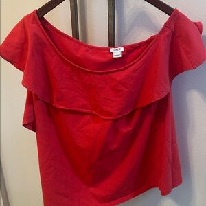 J. Crew Red Off-Shoulder Blouse